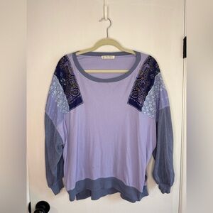 Women's Free People Purple Patchwork Top